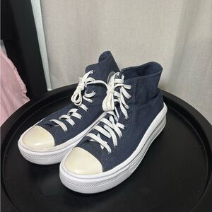 Navy high top Converse with White Soles